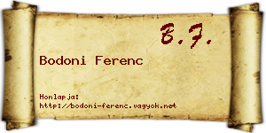 Bodoni Ferenc névjegykártya