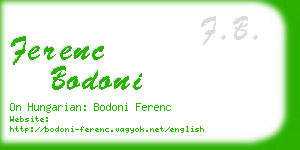 ferenc bodoni business card